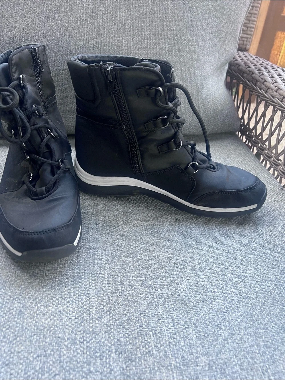 Kim Rogers Womens Black Winter Boots SZ 7 1/2 Lace Up Side Zip Ankle Snow Shoes
